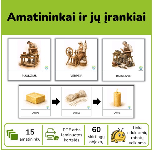 Amatininkai | Kortelės, tinkančios Bee-Bot robotukams (Nr. P147)